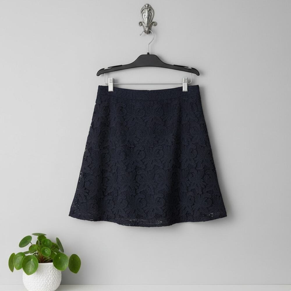 Loft XXS Black Crochet Skirt A-Line Lined Flare Office Career Petite